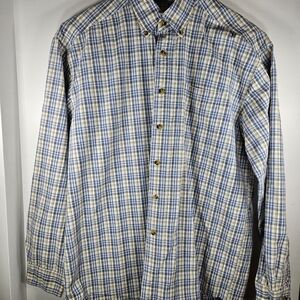 L.L.Bean Vintage Men's Blue & White Plaid Flannel Shirt